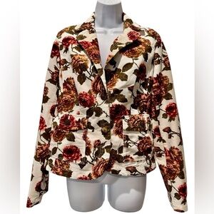 Fillmore California Vintage Floral Jacket M Silk Blend Cottagecore Rose Print